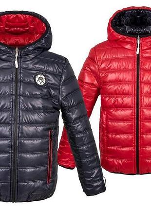 Куртка двустороння демісезонна для хлопчиків та підлітків,синя з червоним