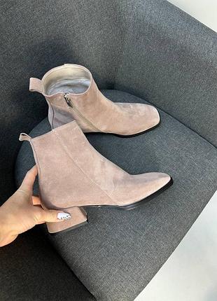 Песочные ботильоны кики натуральный замш кожа 36-41 зима демисезон