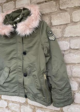 1, стильная  утепленная  куртка  с капюшоном на девочку h&m размер 10-11  лет  рост  1456 фото