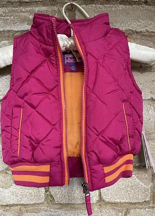 1, яскрава легка дута малинова жилетка безрукавка розмір 2-3 роки pink platinum