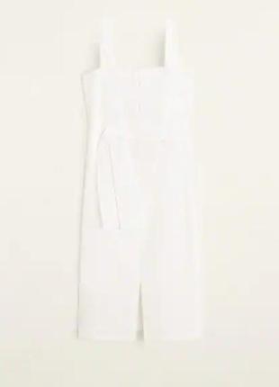 1, женское белое летнее льняное хлопковое миди-платье  манго mango  размер м  оригинал8 фото