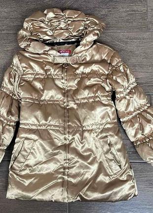 1, бу золотиста демісезонна куртка з цікавим коміром bongo розмір 3-4 роки