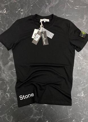 Брендовая мужская футболка стон айленд/качественная футболка stone island в черном цвете на каждый день