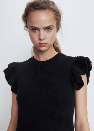 🌿 трикотажное платье zara с воланами