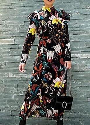 Платье миди в цветочный принт h&m p.xs