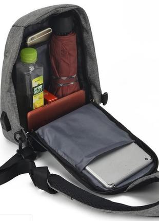 Мужской рюкзак через плечо с зарядкой usb kompact2 фото