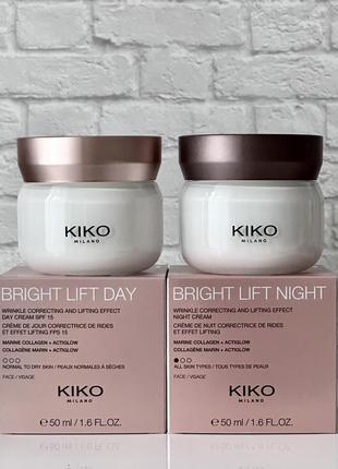 Набір кремів bright lift для сухої шкіри обличчя kiko milano! денний і нічний крем кіко мілано! італія