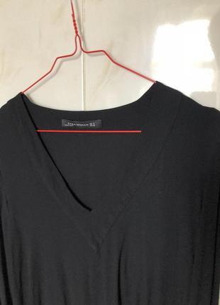 Черная блуза рубашка с v вырезом zara6 фото