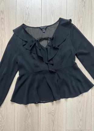 Чорна блуза з рюшами  шифон new look 🛍️1+1=3🛍️