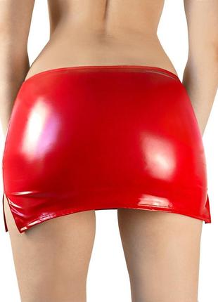 Сексуальная виниловая мини юбка под латекс лак обтягивающая +plus size вырез2 фото