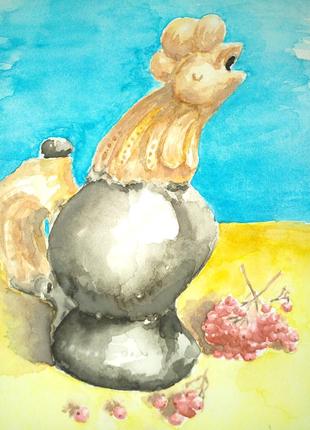 Акварель "півник из бородянки"