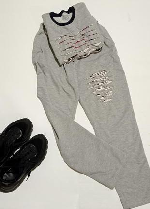 Сірий спортивний костюм світшот спортивні штани