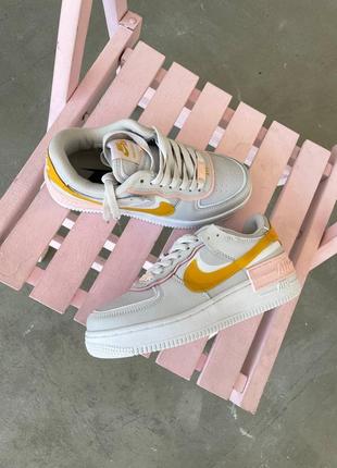 Кроссовки женские nike air force 1 shadow "light grey/ yellow”7 фото