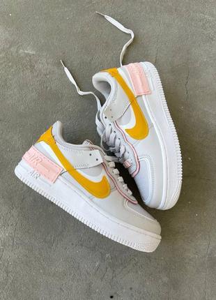 Кроссовки женские nike air force 1 shadow "light grey/ yellow”5 фото