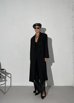Пальто класика піджак довге пряме з гудзиками ялинка сіре беж чорне5 фото