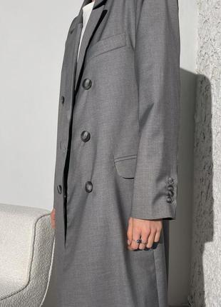Пальто класика піджак довге пряме з гудзиками ялинка сіре беж чорне3 фото