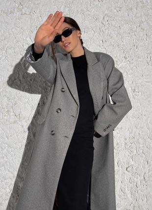 Пальто класика піджак довге пряме з гудзиками ялинка сіре беж чорне8 фото