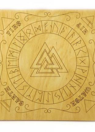 Рунический алтарь из дерева на английском языке (26х26х0,8 см)