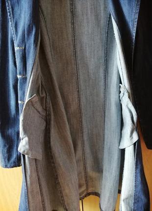 Винтажный джинсовый плащ с прорезными карманами5 фото