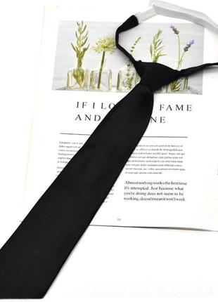 Жіноча краватка чорна на резинці 32 см шкільна форма аніме кавай кейпоп нордичний стиль