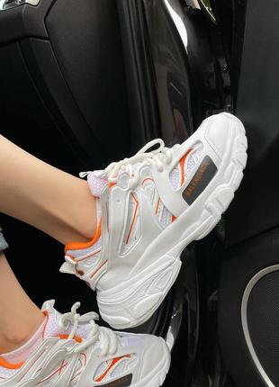 Кроссовки женские в стиле balenciaga track white/orange , баленсиага трек белые/ оранжевые5 фото