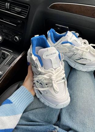 Кроссовки женские в стиле balenciaga track white/blue , баленсиага трек белые/ голубые4 фото