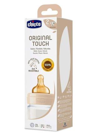 Пляшечка chicco original touch пластикова 2 м + 250 мл + соска, нейтральний6 фото