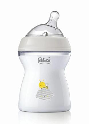 Пляшечка chicco natural feeling пластикова 2м+ 250мл + соска, нейтральний