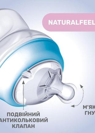 Пляшечка chicco natural feeling пластикова 0+ 150мл + соска, хлопчик5 фото