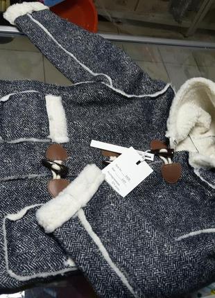Демисезонное пальто толстовка куртка мех для мальчика капюшон накладные карманы р. 110 116 122