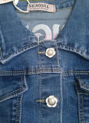 Короткая джинсовая куртка пиджак для девочки голубая 134 140 146 152 158 1646 фото
