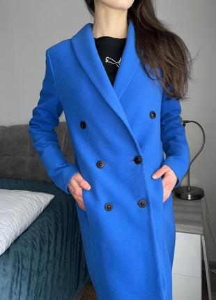 Пальто синя жіноче з підкладкою xs плащ на весну3 фото