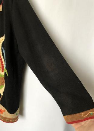 Кардиган кофта с узором жар птица петушок черная винтаж5 фото