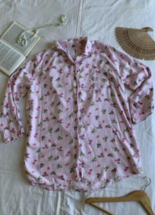 Вiскозна сорочка-блуза  в пiжамному стилi (розмір 14/42-16/44)