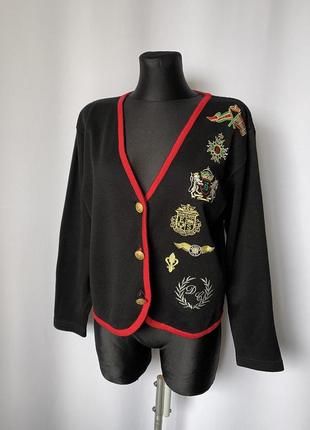 Кардиган винтаж черный с вышивкой zenga ferri винтажная кофта золотые пуговицы3 фото