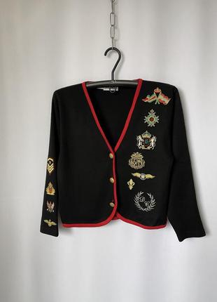 Кардиган винтаж черный с вышивкой zenga ferri винтажная кофта золотые пуговицы7 фото
