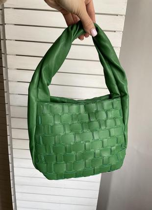 Сумочка zara кожаная сумка зеленая клатч