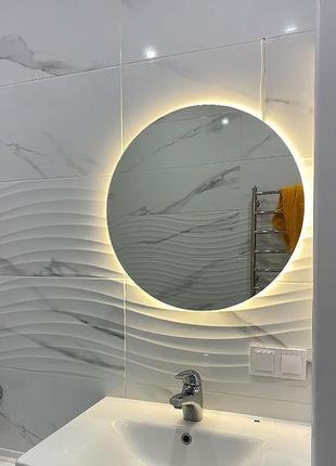 Кругле дзеркало з led підсвіткою, срібло, d = 60 см, живлення від 220v1 фото