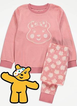 Розовая велюровая пижама children in need blush 13/14 лет1 фото