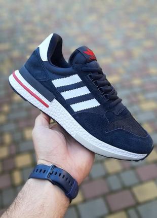 Чоловічі сині замшеві кросівки з сіткою adidas zx 500 🆕 адідас зх 5004 фото