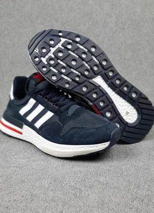 Мужские синие замшевые кроссовки с сеткой adidas zx 500 🆕 адидас зх 5003 фото