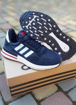 Чоловічі сині замшеві кросівки з сіткою adidas zx 500 🆕 адідас зх 5008 фото