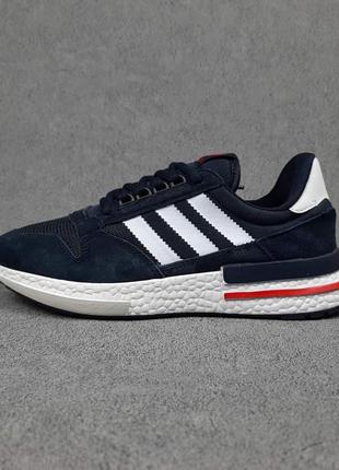 Чоловічі сині замшеві кросівки з сіткою adidas zx 500 🆕 адідас зх 5007 фото