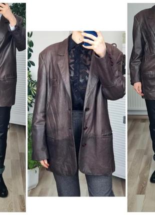Базовый кожаный пиджак куртка оверсайз пиджак из кожи коричневый пиджак с мужского плеча женский пиджак кожаная куртка женская4 фото
