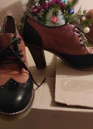 Туфли, кожаные туфли,  кожаные ботильйони, осенние туфли, закрытые туфли, туфли на шнурках,2 фото