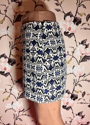 Твідова юбка в геометричний принт h&m hm міні юбка коротка2 фото