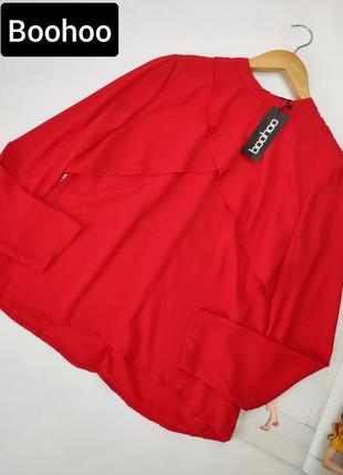 Блуза червона жіноча прямого крою від бренду boohoo