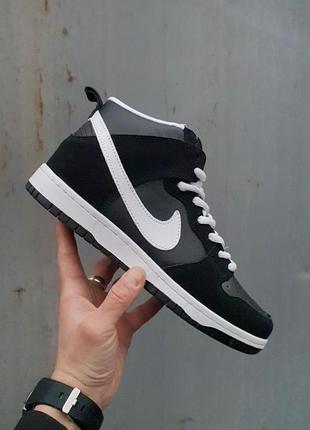 Кроссовки nike sb dunk high •black white•3 фото