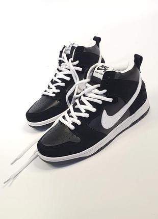 Кроссовки nike sb dunk high •black white•8 фото