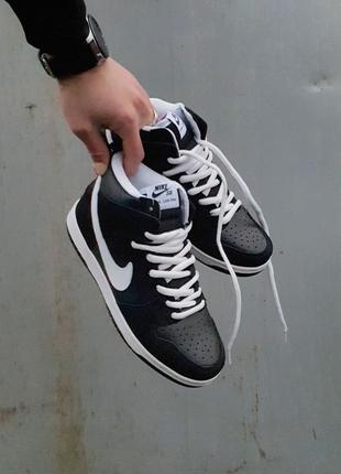 Кроссовки nike sb dunk high •black white• 7